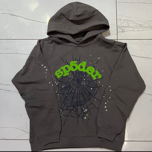 Sp5der Other - Sp5der World Wide Slate Grey Hoodie